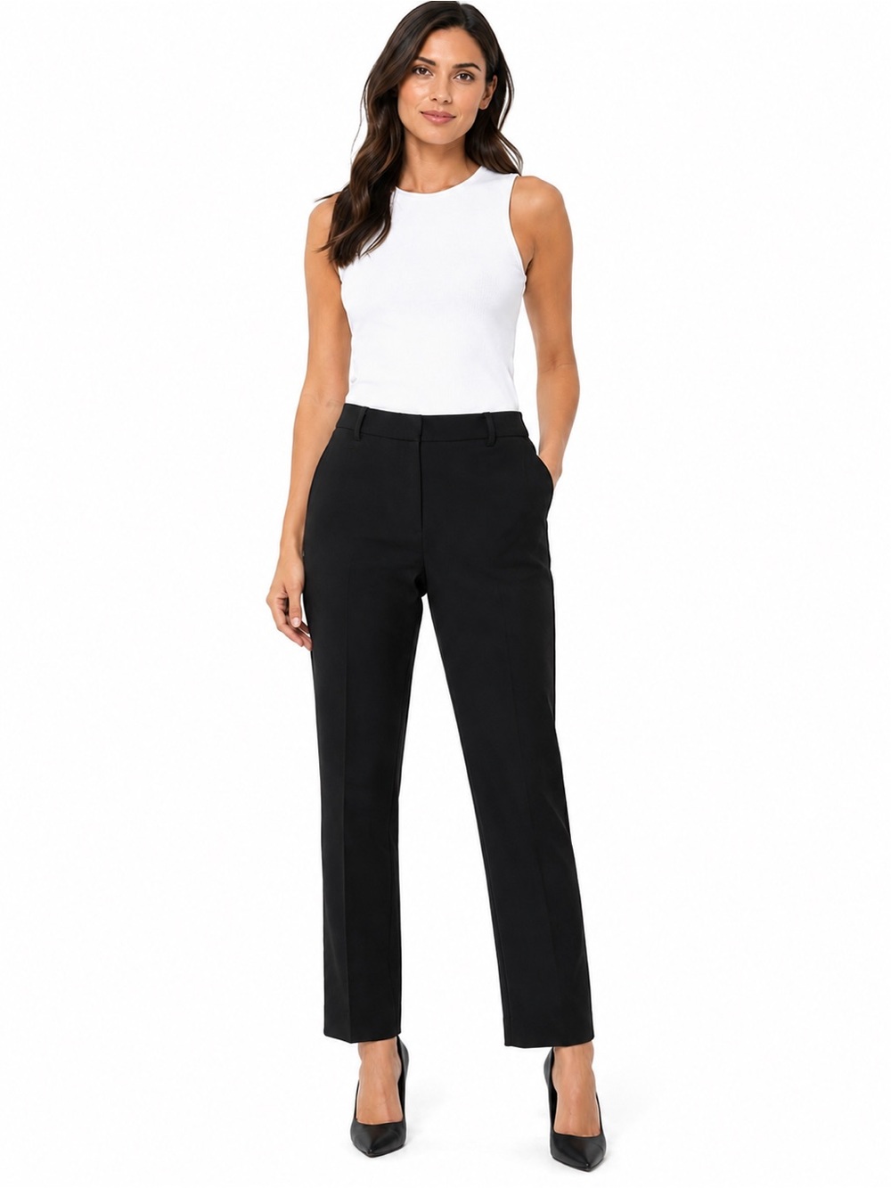Ann Taylor Black Dress Pants Womens 6 Straight Leg Career Office Stretch Trouser